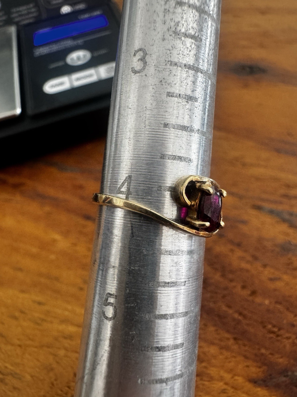 VTG 10K Yellow Gold Two Rings Toi et Moi Ruby Sapphire Ring Set sz 4.25 2.39 Gr