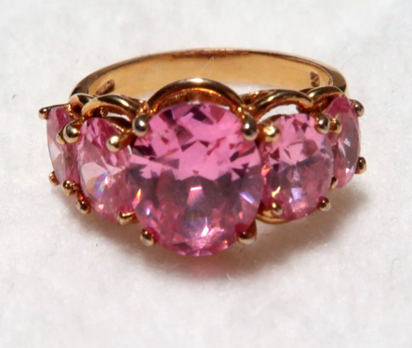 VINTAGE STUNNING STERLING SILVER PINK CZ RING ~ SIZE 7