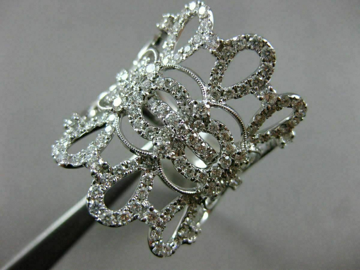 ESTATE EXTRA LARGE 1.53CT DIAMOND 18KT WHITE GOLD 3D OPEN CROWN TEAR DROP RING