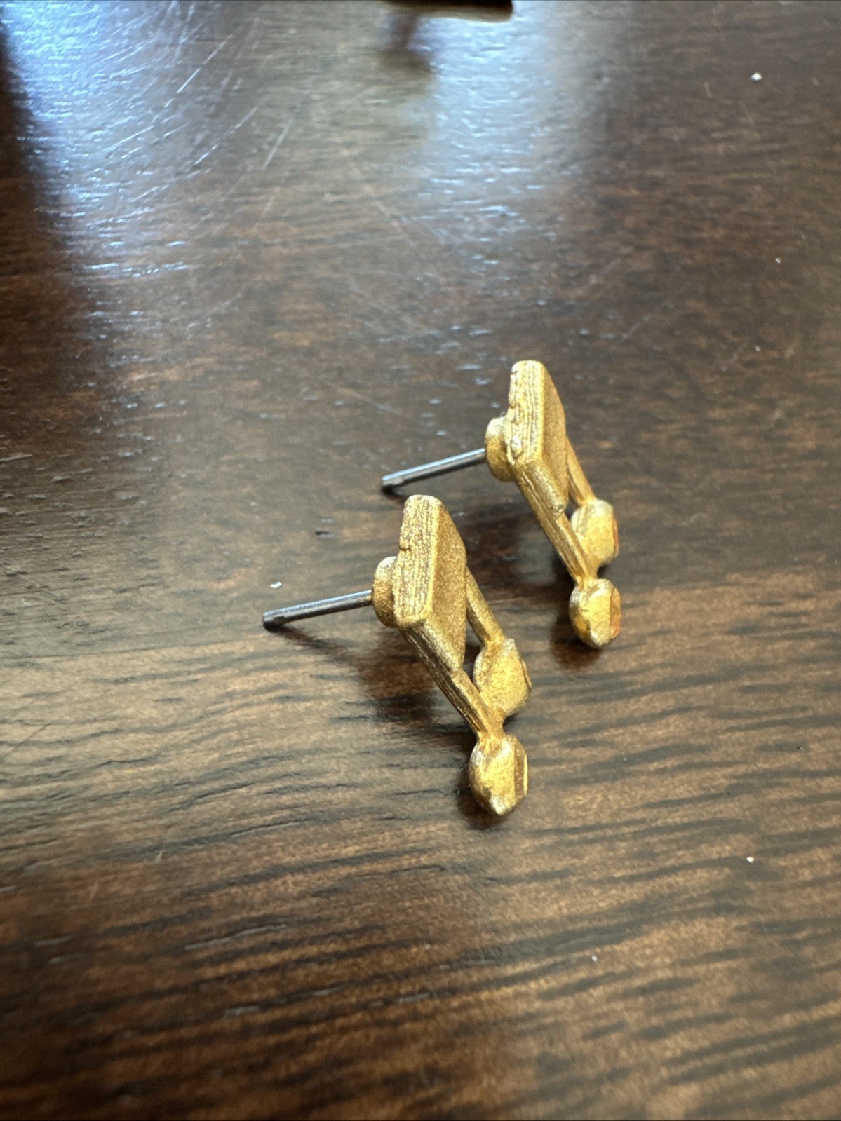Vtg Earrings Small Florentine Music Eighth 8th Notes Gold Toned Studs 1980s J
