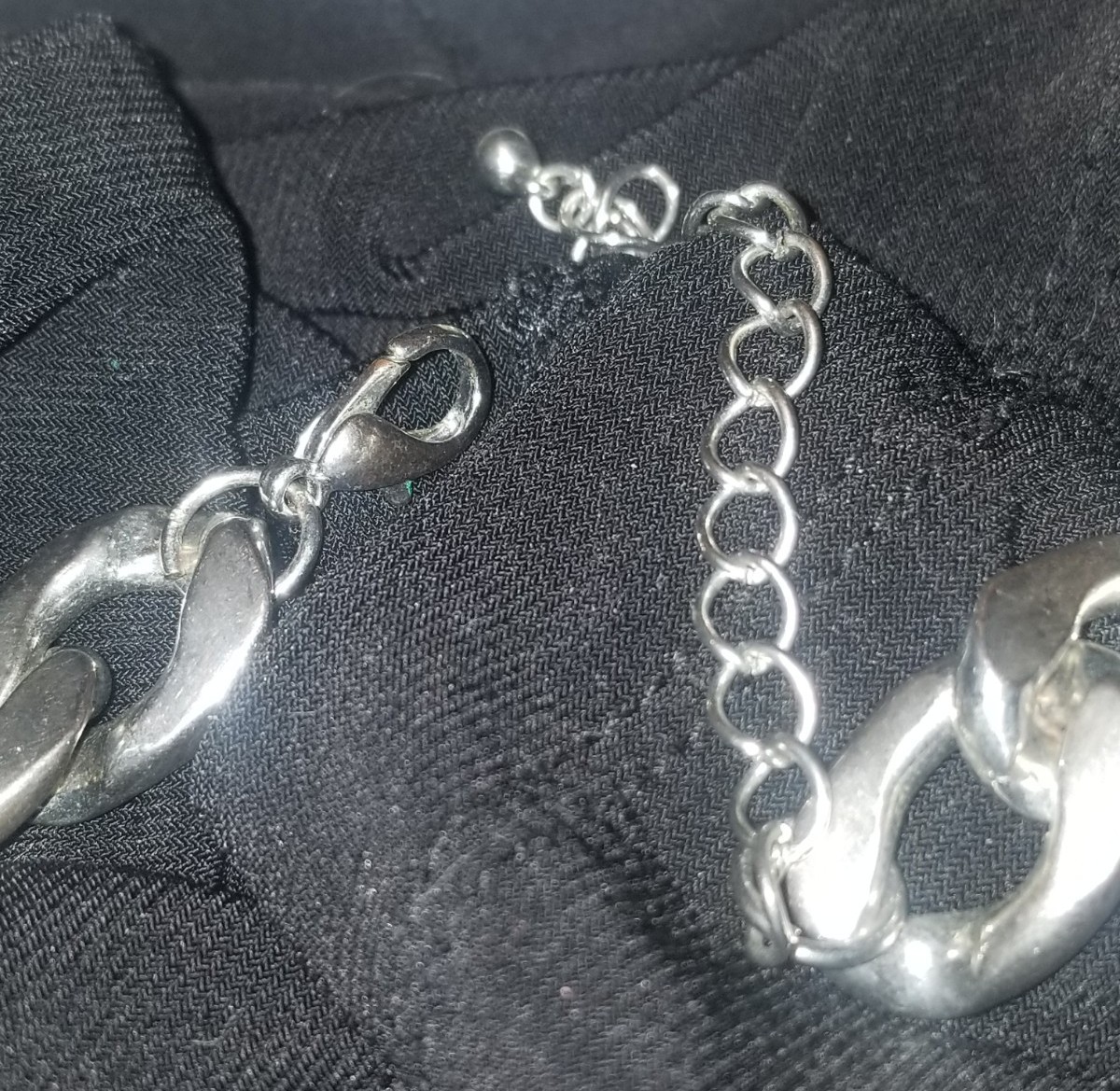 Heavy Silver Chain Necklace,”Lucia Of New York”, Bow Tie Choker, 18″ Adjustable