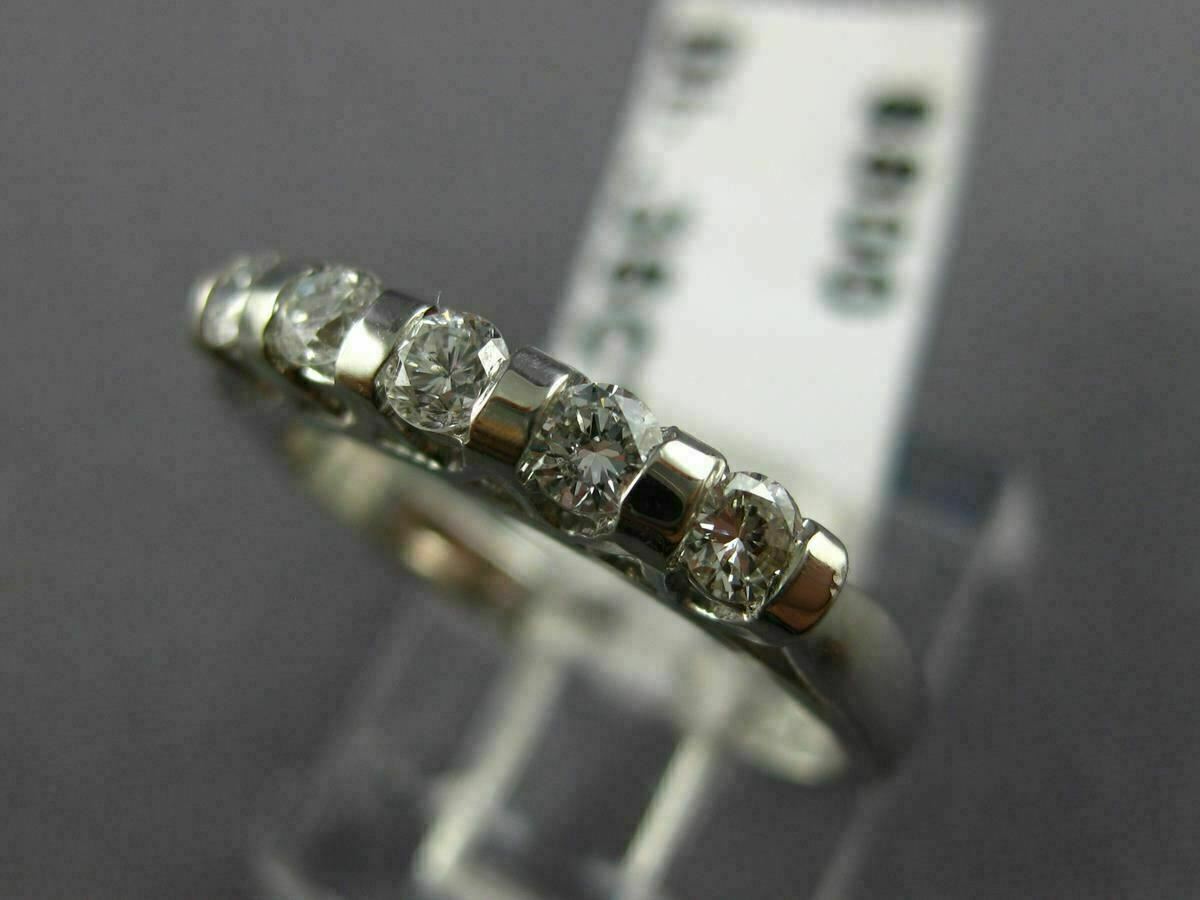 ESTATE 5 DIAMOND 14K WHITE GOLD TENSION SET WEDDING ANNIVERSARY RING 2.5MM 14603