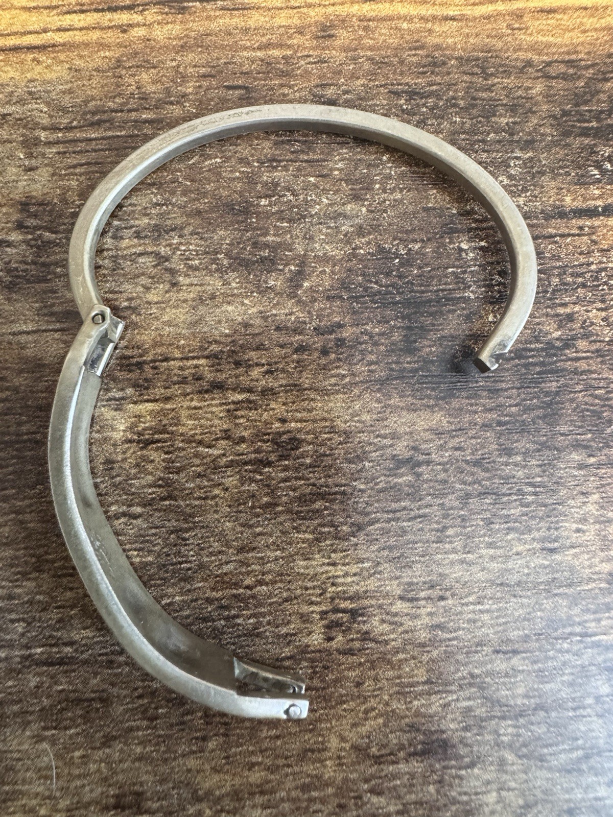 Vintage Taxco Mexico Alpaca Silver Chip Inlay Multi Stone Hinged Bracelet