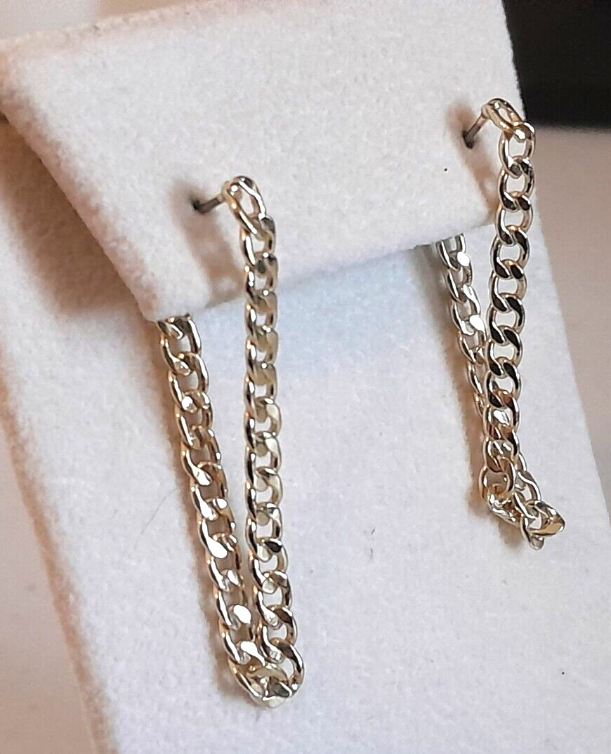 Vintage 1980’s Gold Tone 1.25″ Rope Chain Dangle/Drop Earrings Classic Beauty