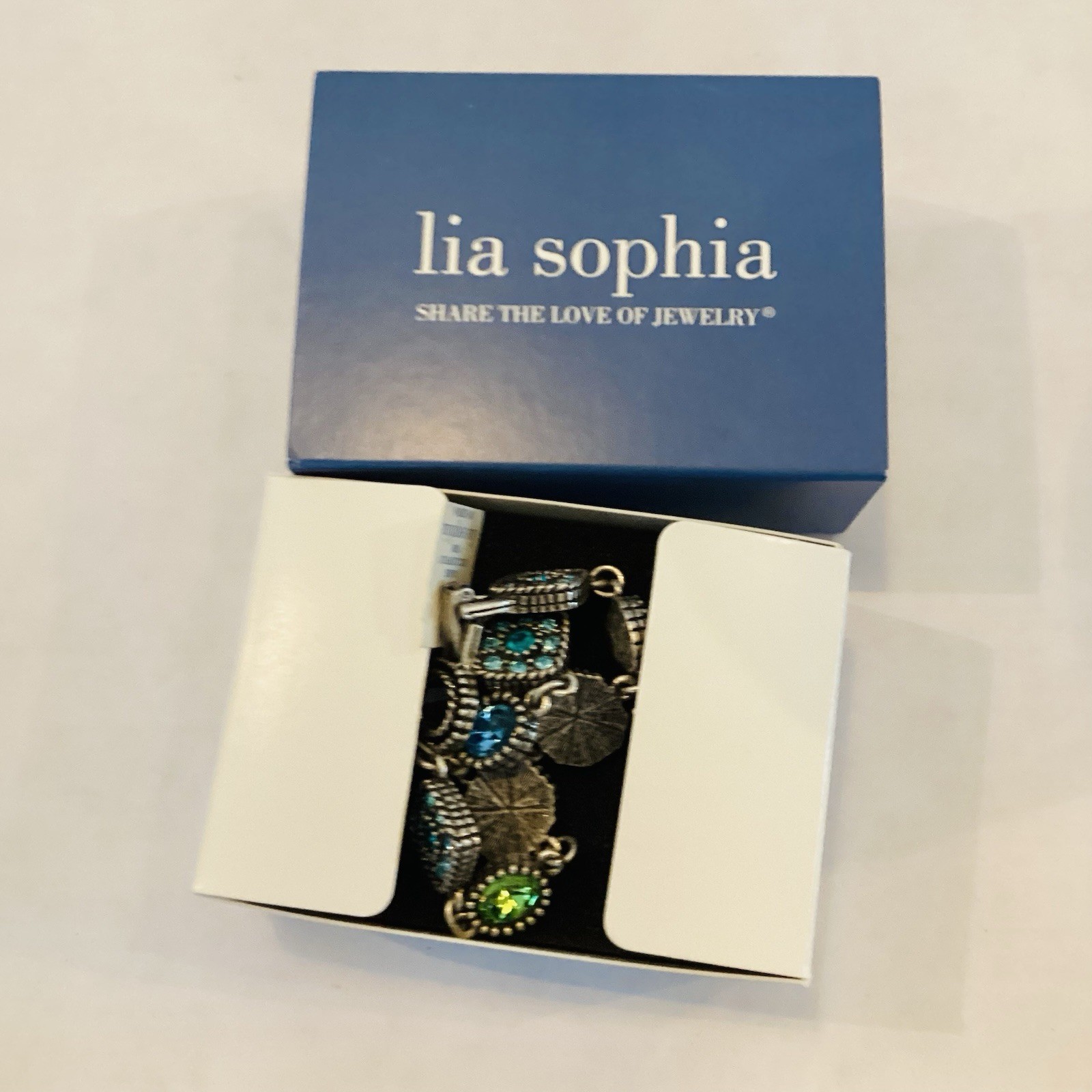 VINTAGE Lia Sophia Crystal Bracelet Carlisle-blue-green New In Box