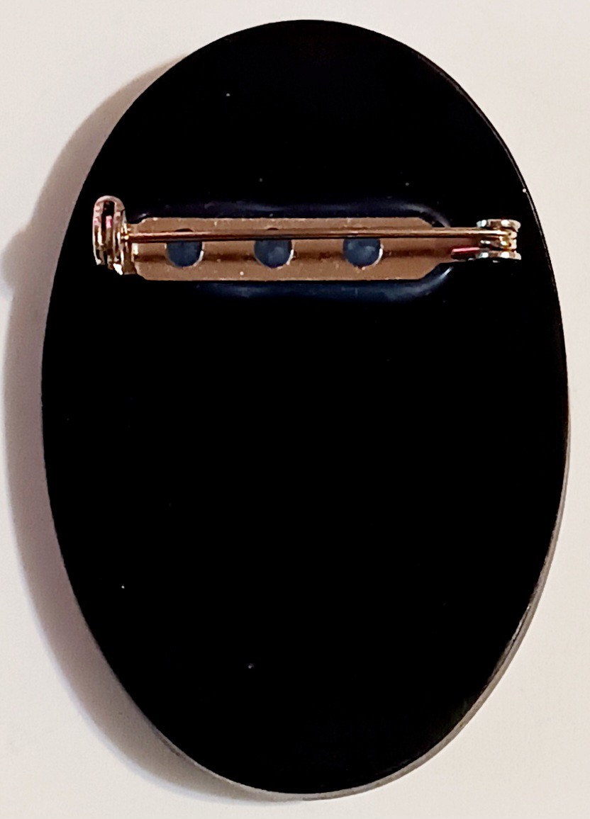Paua Shell Woman in Hat Art Deco Vintage Pin