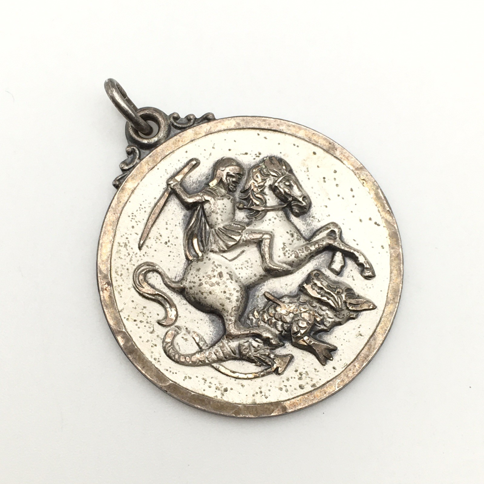 Vintage CREED Sterling Silver Saint George Pendant Marked Sterling 7.9g #52