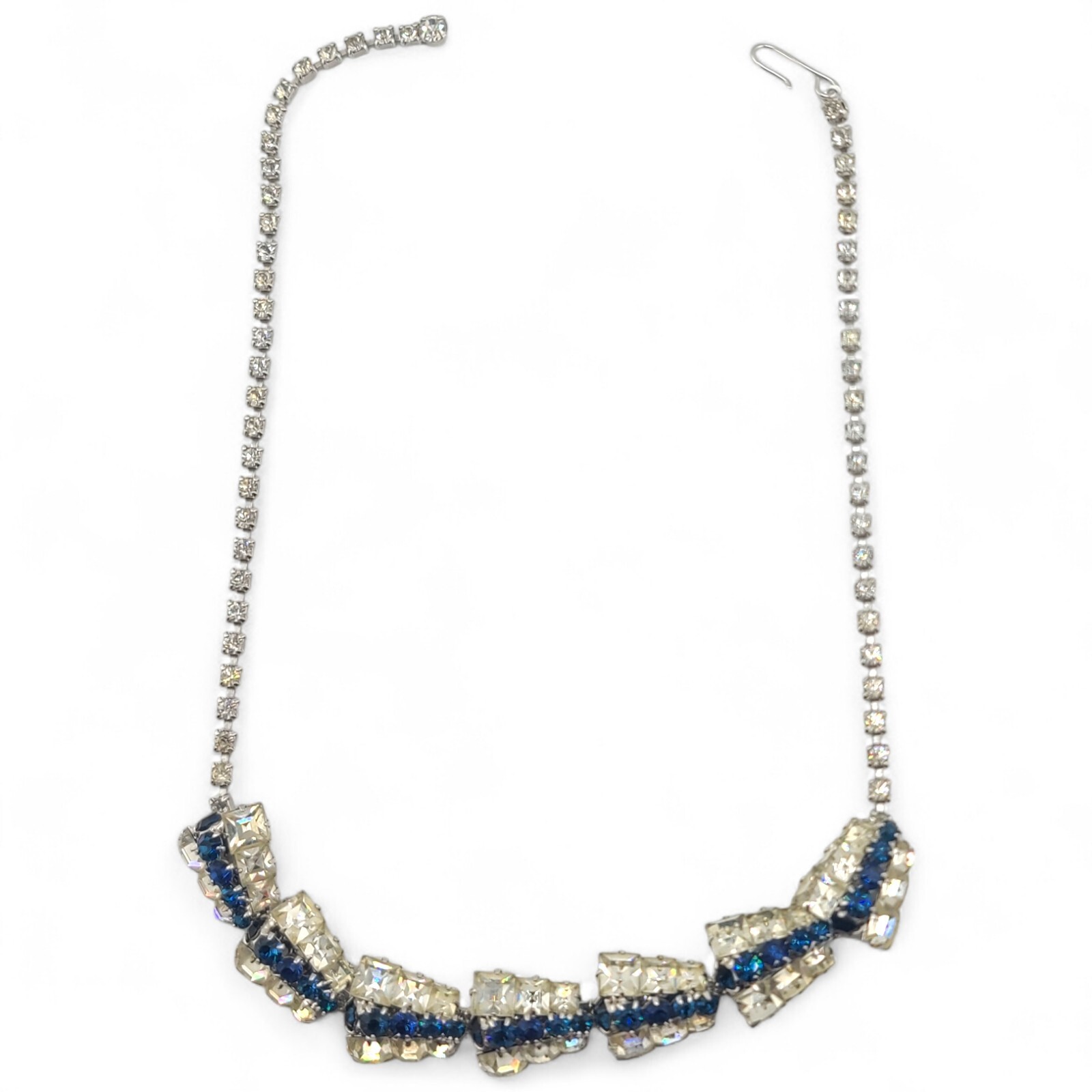 Vintage Sapphire Blue Rhinestone Necklace Earrings Set By Danielle In Org Box Cu
