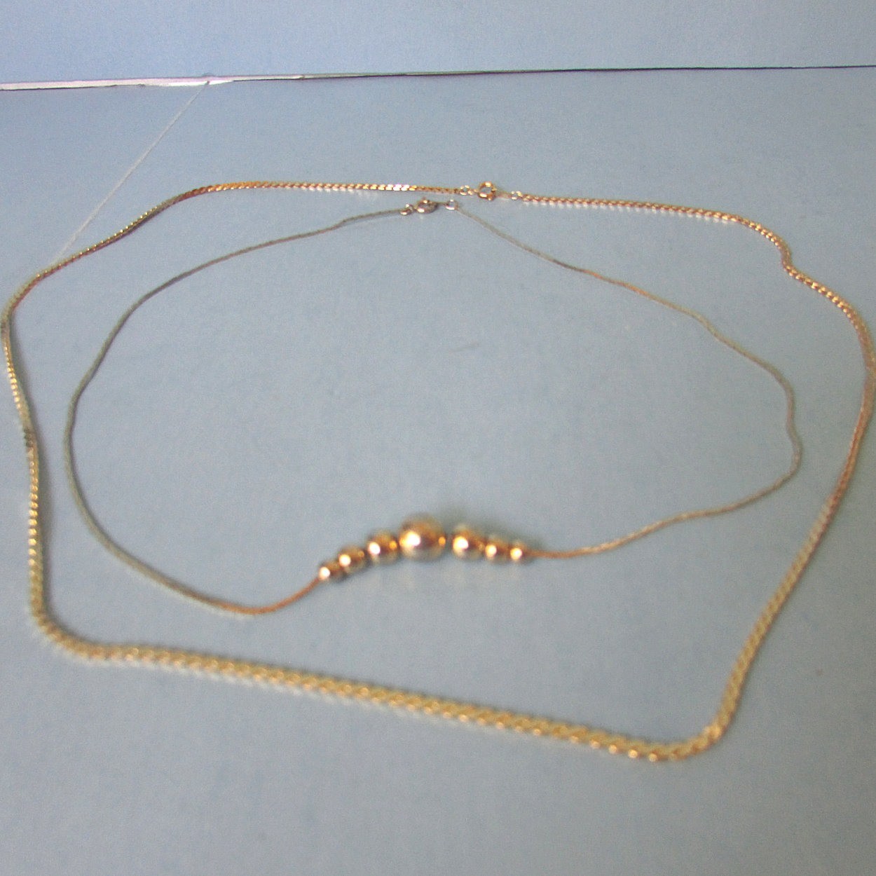2 Gold Tone Metal Chain NECKLACE Jewelry Vintage 28″ & 18″