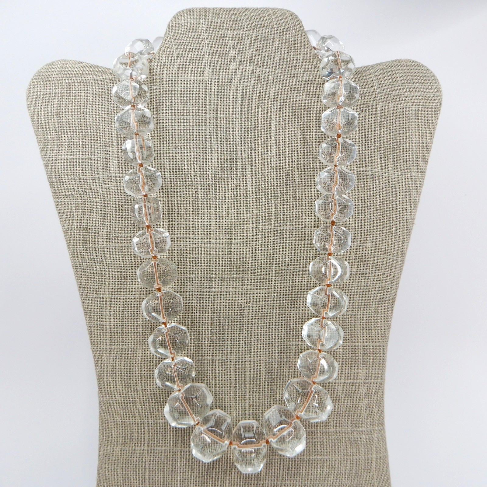 Clear Lucite Chunky Bead Necklace 22 Inches Translucent “T” Talbots