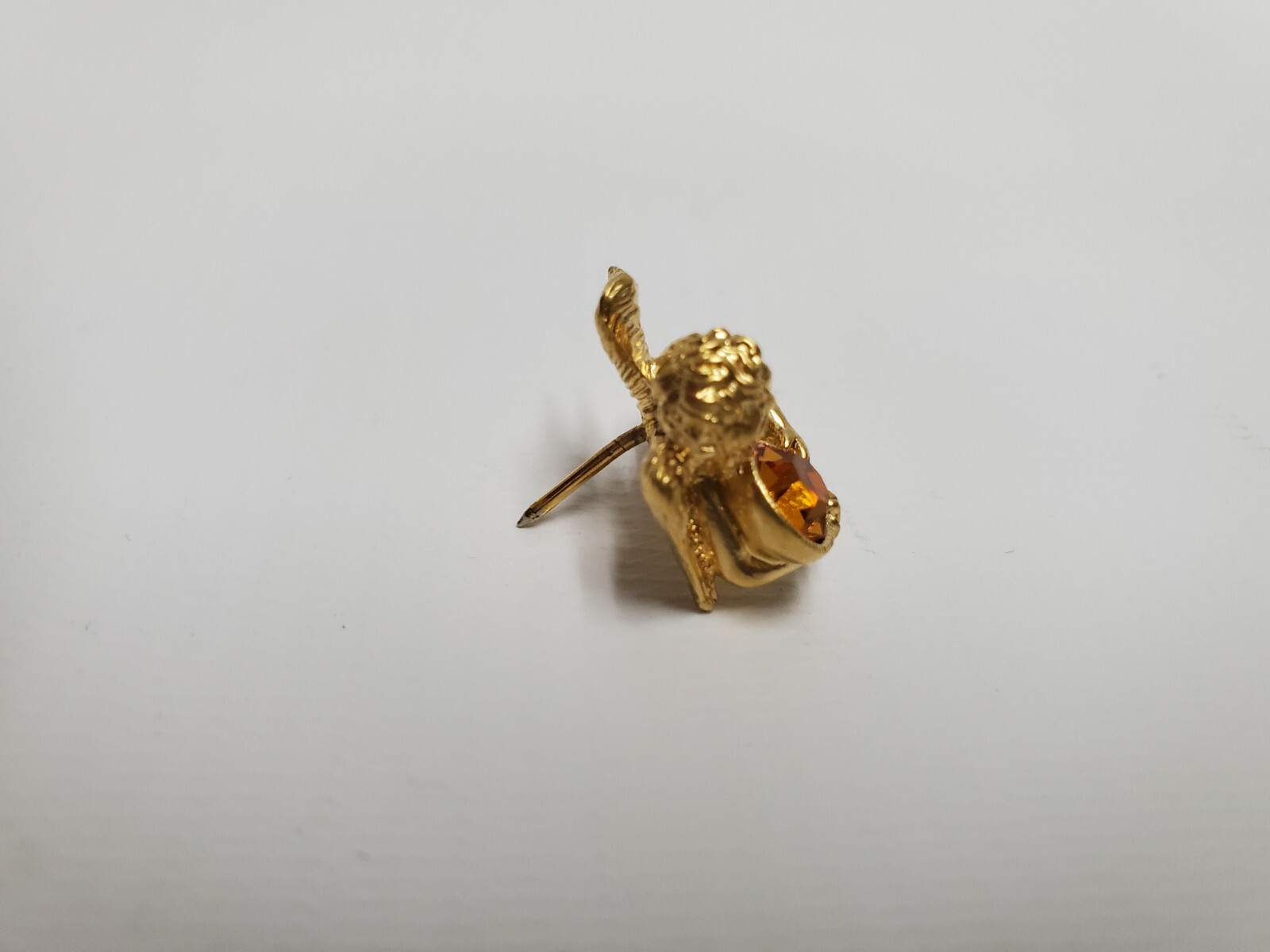 Vintage 1996 Avon Cherub Angel Lapel Pin Gold Tone Yellow November Birthstone