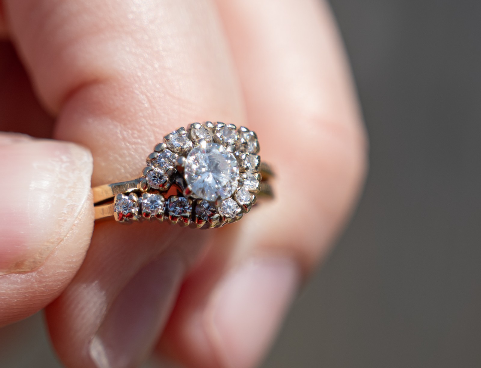 Vintage Old European Cut (OEC) 14K Gold Diamond Cluster Ring Wrap size 6-6.5