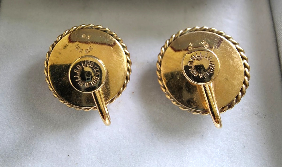 Vintage 1/20 12K GF Millefiori Murano Glass Screw-on Earrings
