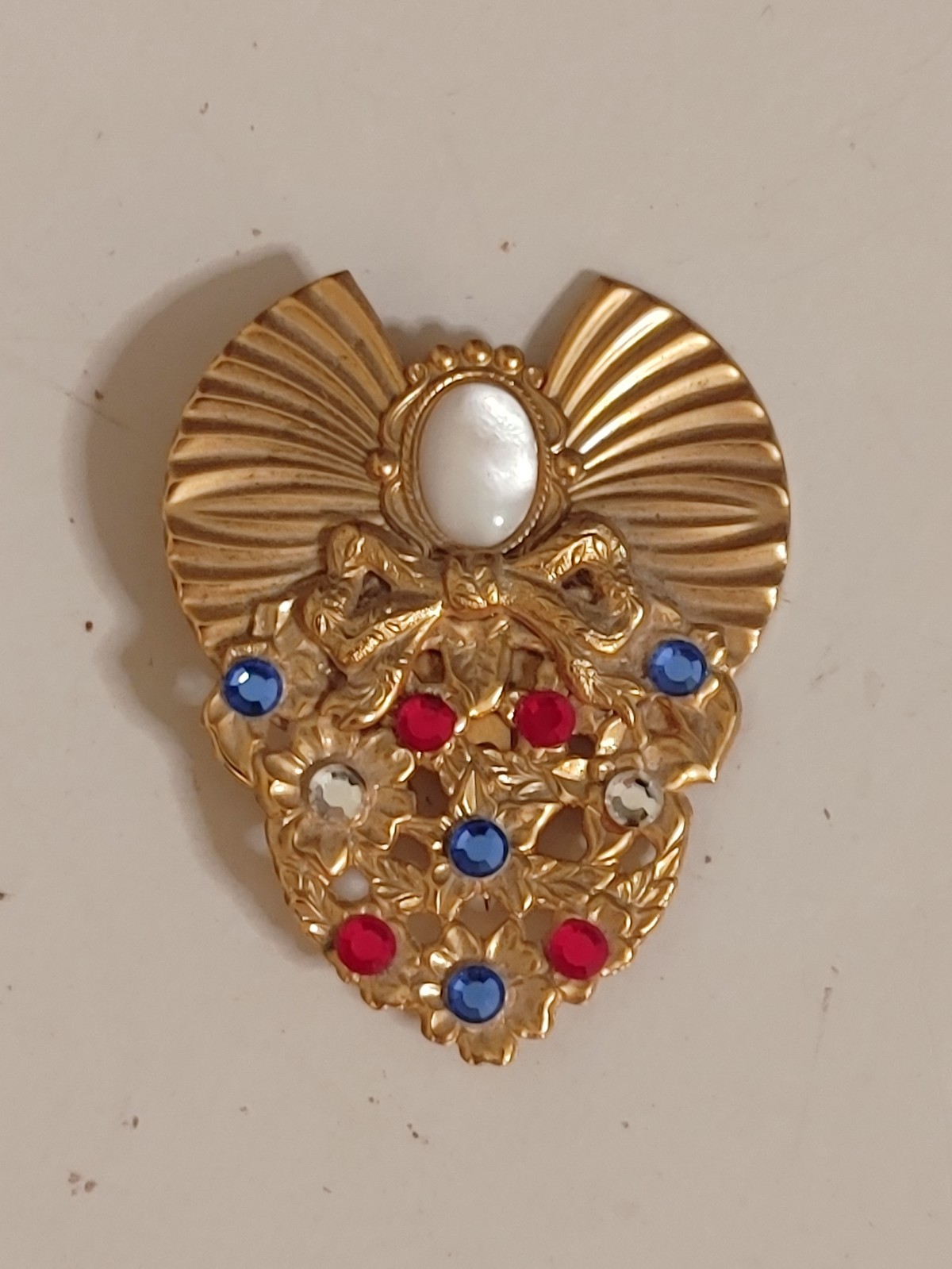 3 Vintage Angel Jane Davis Brooch Pins AOL Rhinestones Silver Gold Tone Brooches