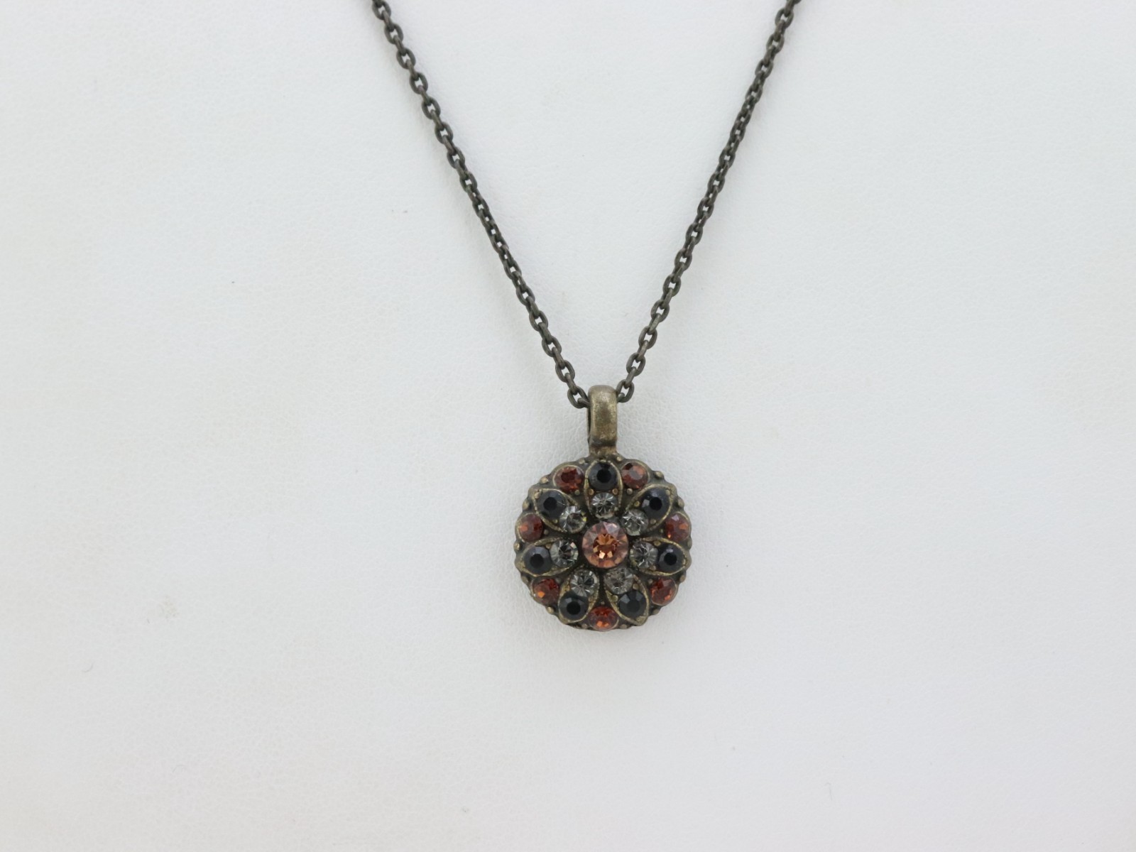 MARIANA Crystal Rhinestone Cherub Guardian Angel Pendant Necklace Orange Black