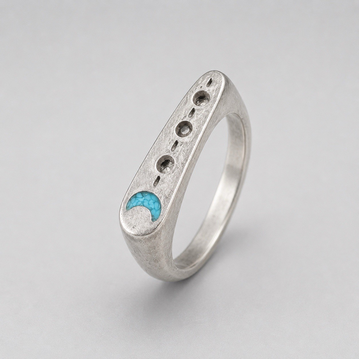 Carolyn Pollack Relios 925 Sterling Silver Turquoise Moon Stack Ring Raised Top