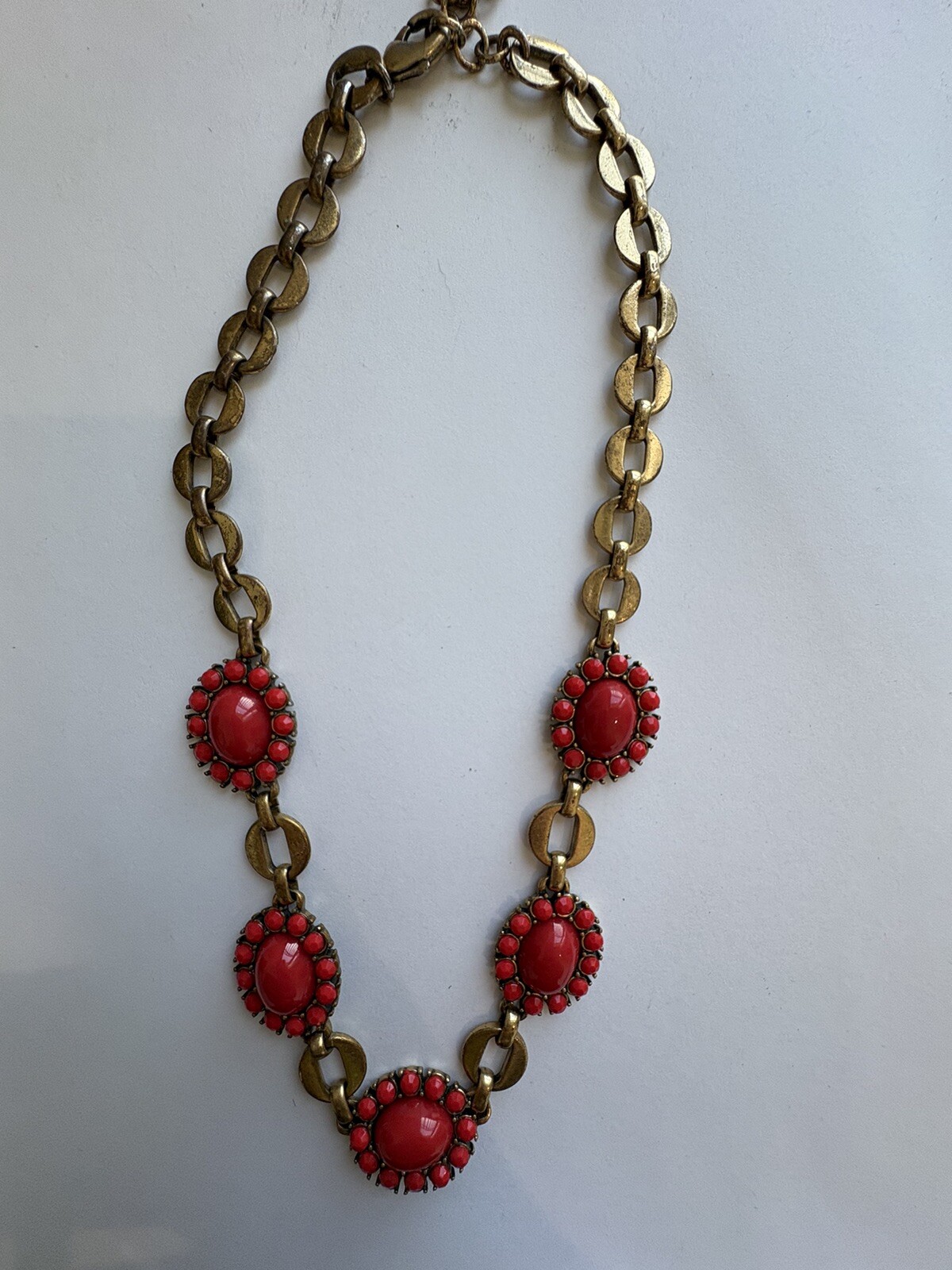 Stella Dot Necklace Sardinia Red Coral Removable Pendant 22-24” Gold Tone