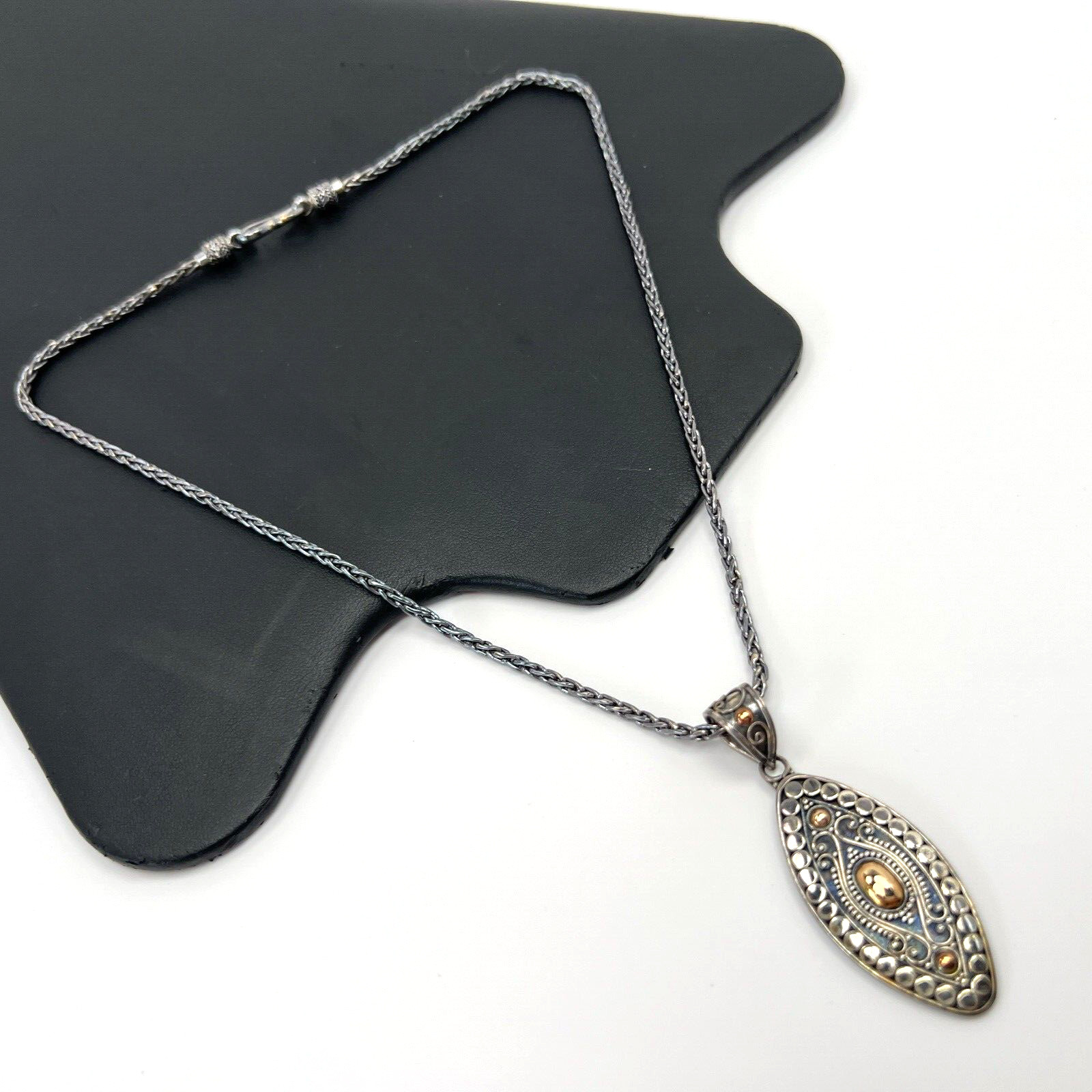 Ster Silver 18K BA SUARTI BALI INDONESIA 2.6mm Wheat Spiga Chain 18″ Necklace