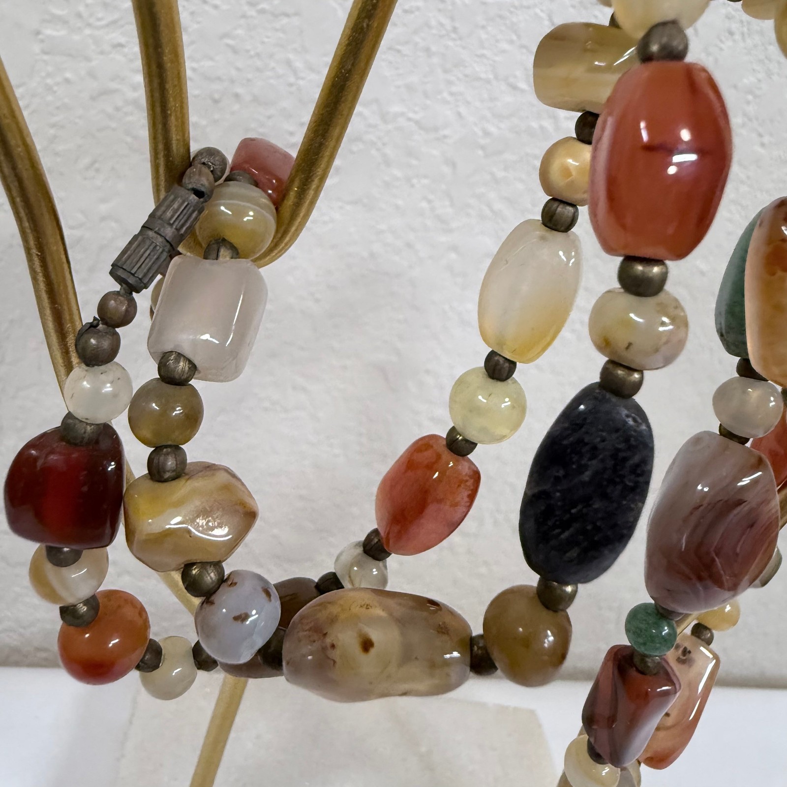 Vintage Beaded Necklace Semi Precious Earth Tones