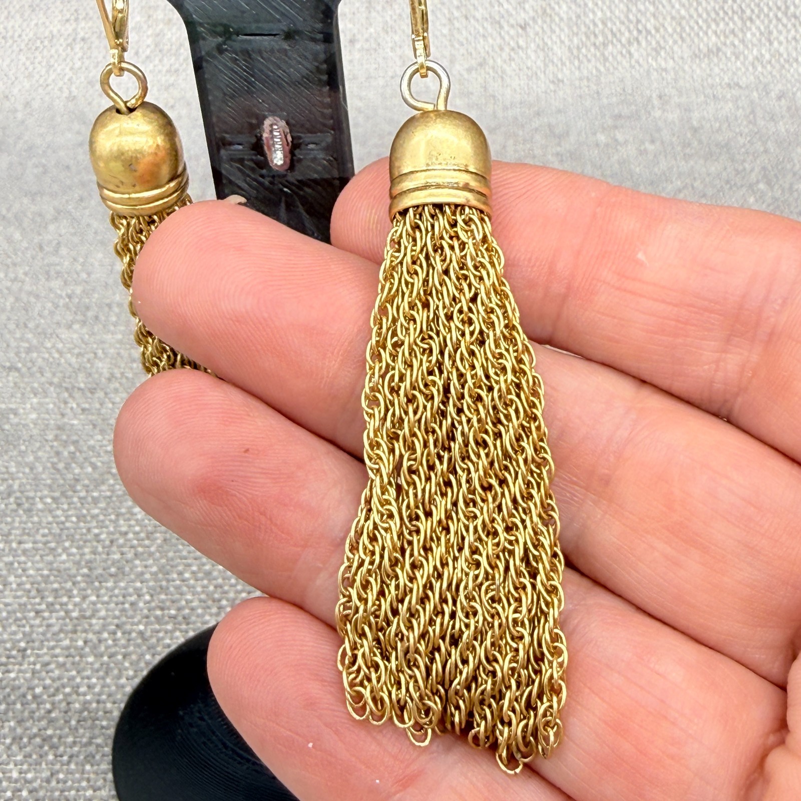Vintage Earrings Tassel Dangles Gold Tone Pierced 3 Inches
