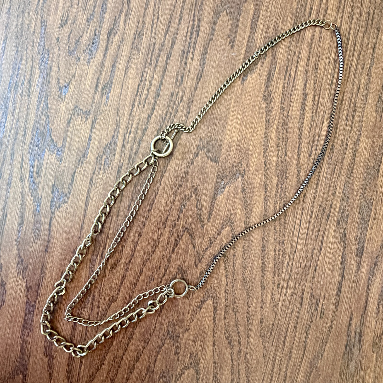 Vintage, Antique Brass-Tone Multi-Chain Necklace, 34”(L)