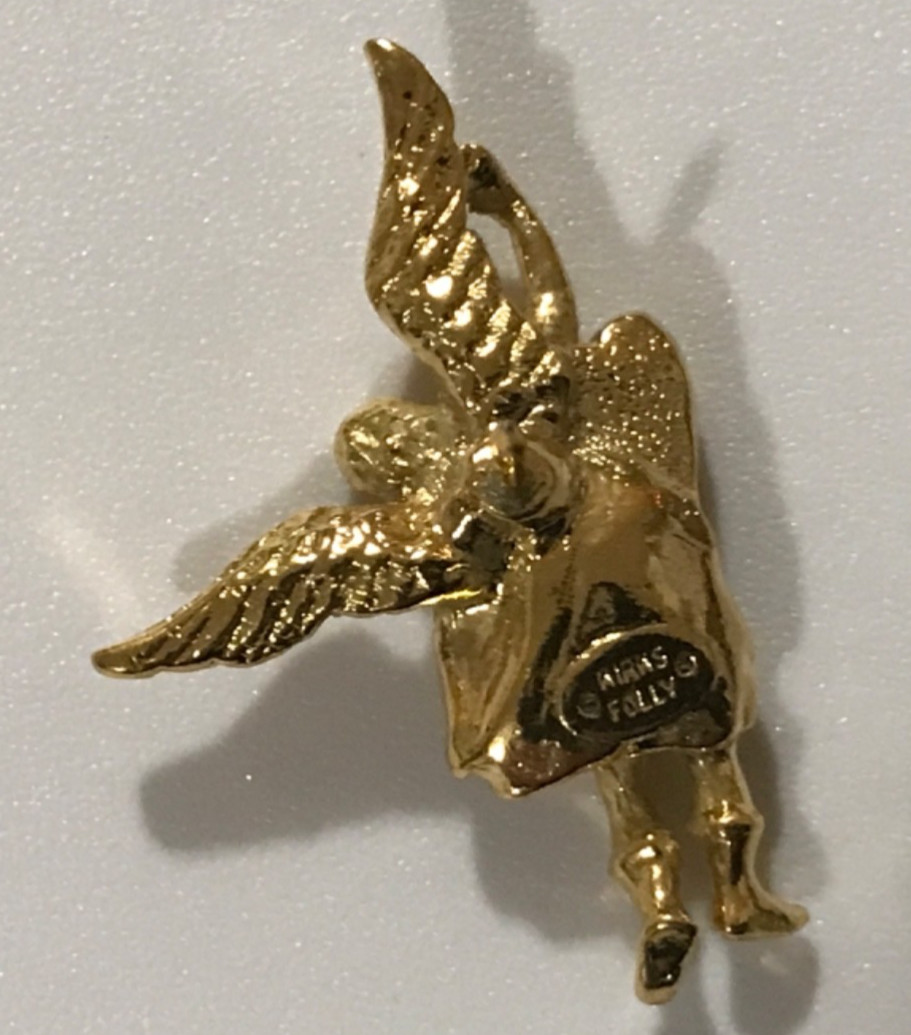 Vtg Kirks Folly Cupid Brooch Lapel Pin Gold Tone Valentine’s Day Angel Tie Tack