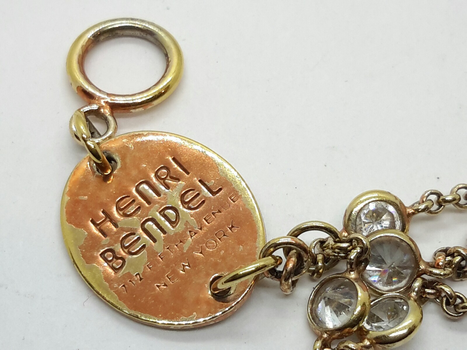 HENRI BENDEL New York Sterling Silver Crystal Charm Bracelet 925