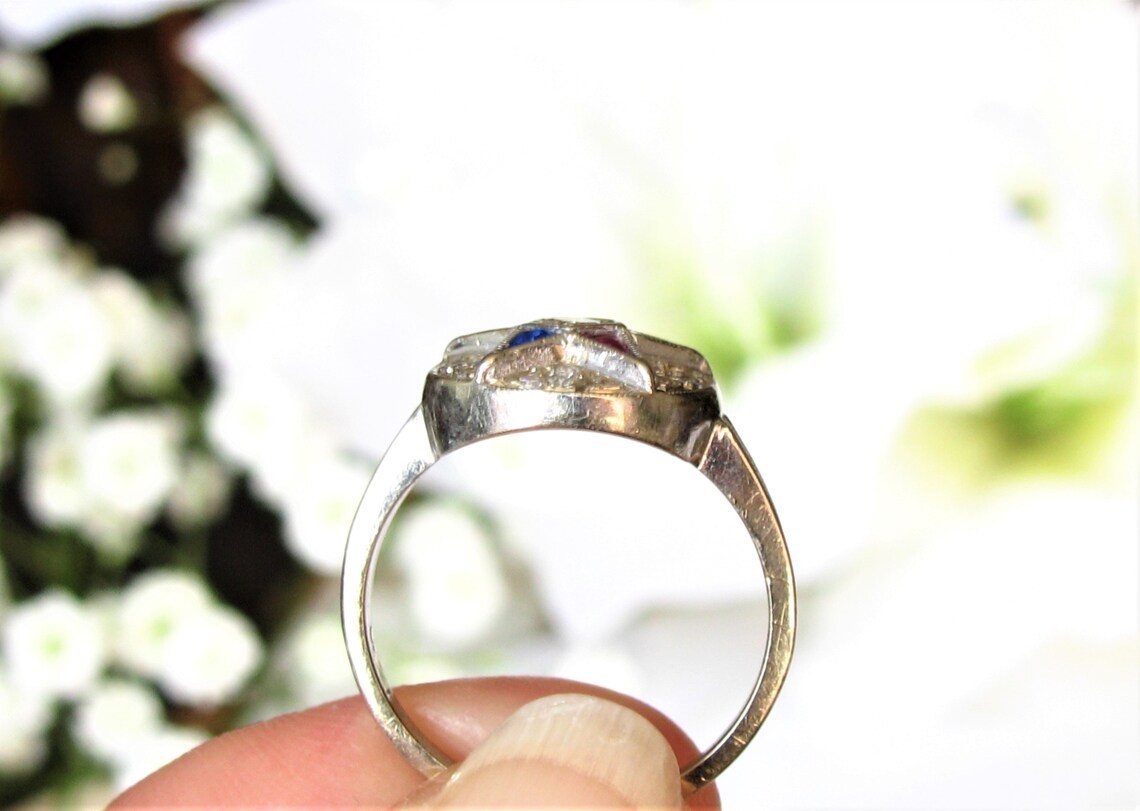 3/4 CTW Multi Shaped CZ & Round Art Deco Estern Star Wedding Ring In 925 Silver
