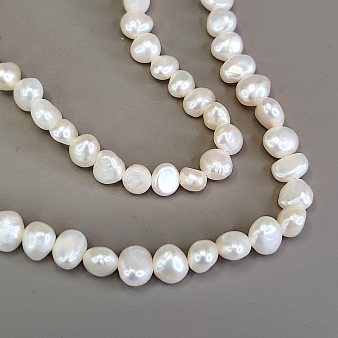 Vintage Freshwater Pearl Necklace White Double Layered Nine West 18″
