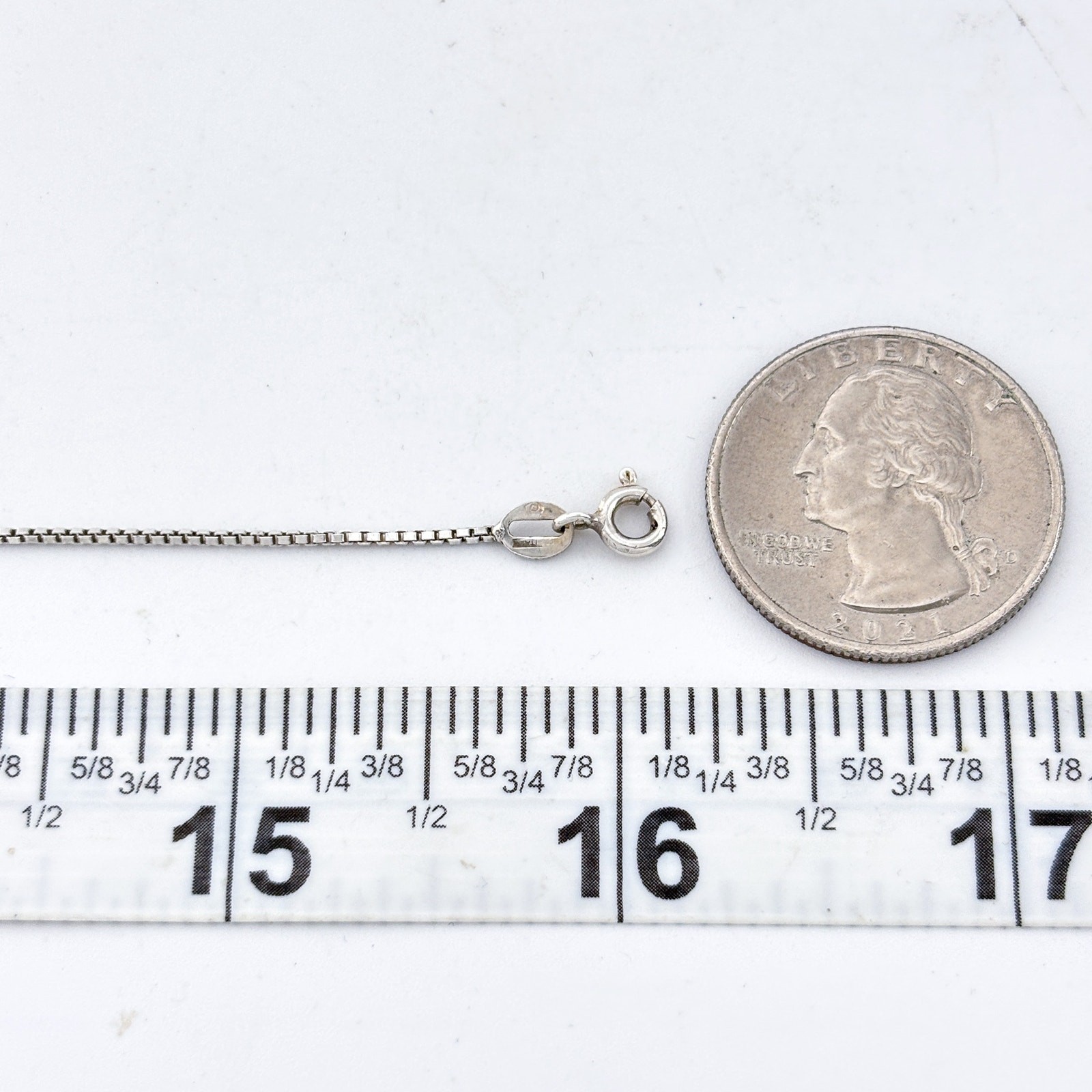 Vintage Italian Sterling Silver 925 Box Link Chain Necklace 16″