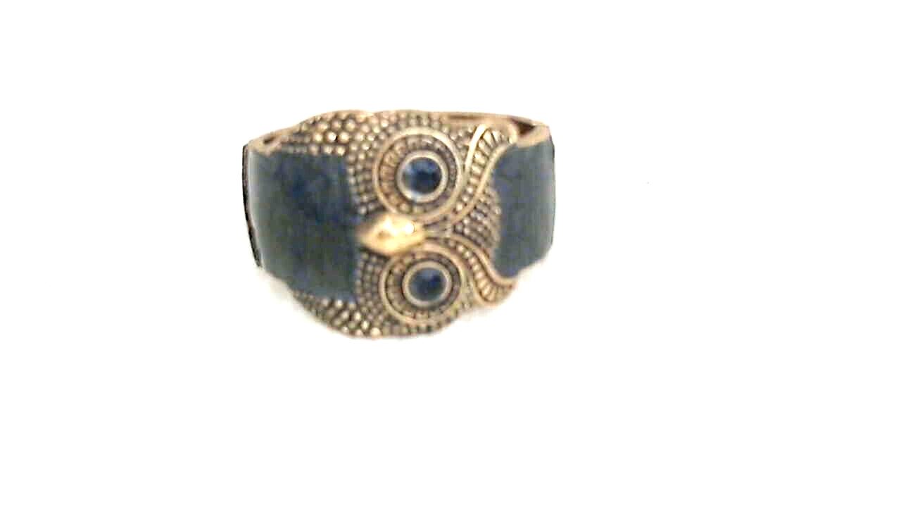 Enamel Antique Gold Finish Owl Clamp Bracelet 2″ Wide DGray Enamel