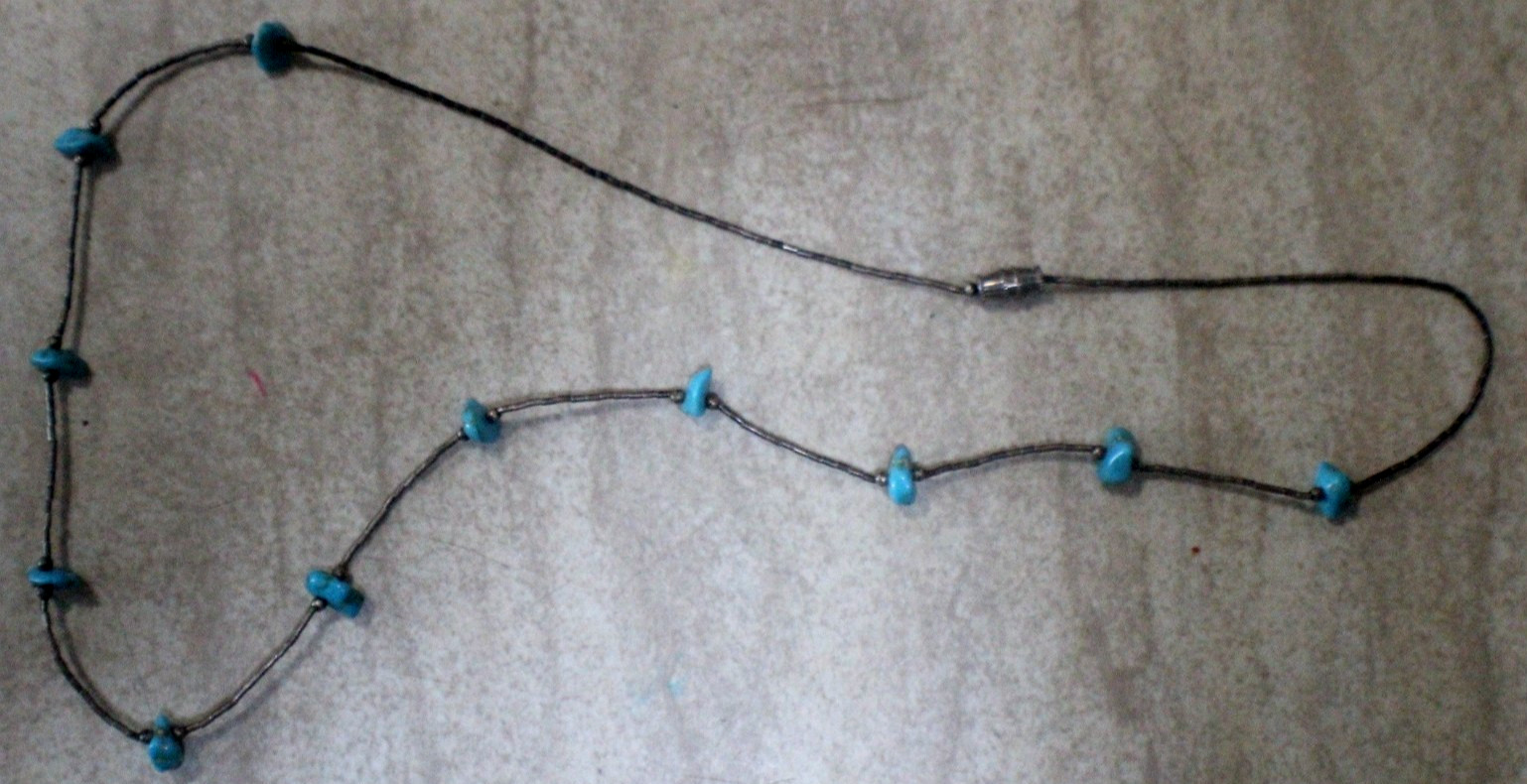 7 Different S silver and Turquoise Beads Necklaces Lot