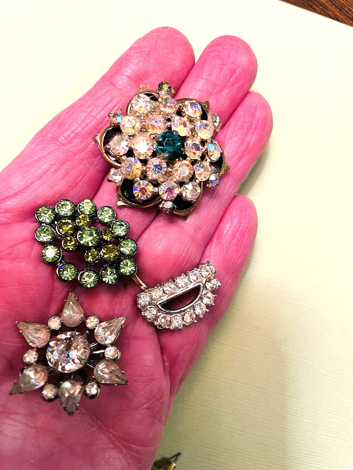 Rhinestone Jewelry Lot Dangle Earrings + 4 Pin Brooch Unsigned & Coro – 5 Piece