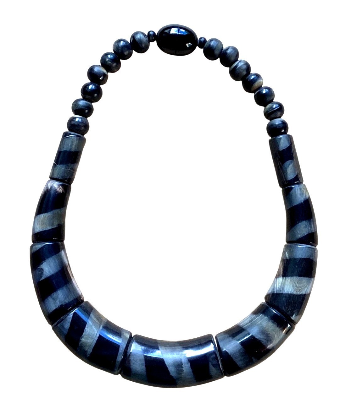Vintage Chunky Wood and Lucite Collar Necklace in Black 1970s or Older
