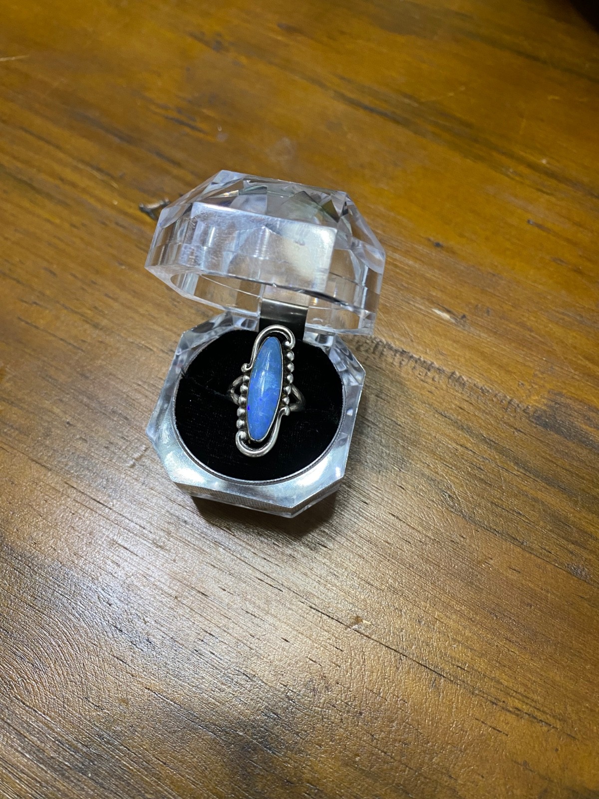 Vintage Sterling Silver and Blue Opal Doublet Ring size 6.5