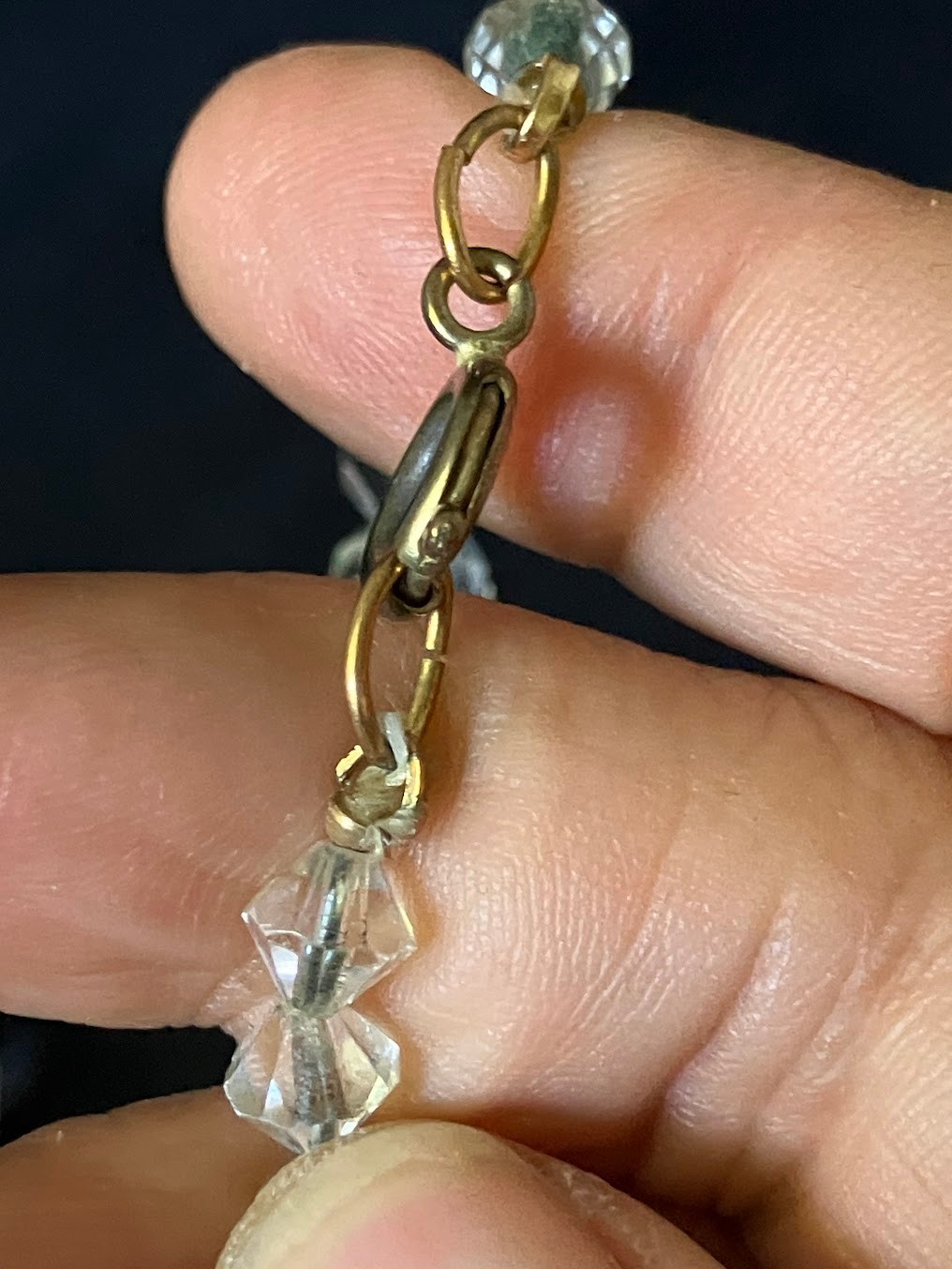 Vintage Faceted Crystal Glass Necklace Lot Cones Rounds FOR RESTRINGING UPCYCLE