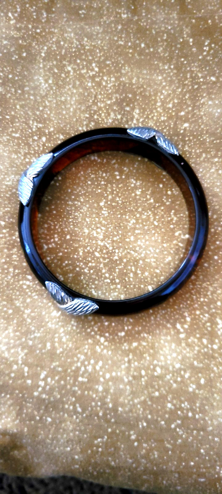Napier Vintage Brown Lucite Bangle With Gold Tone X’s