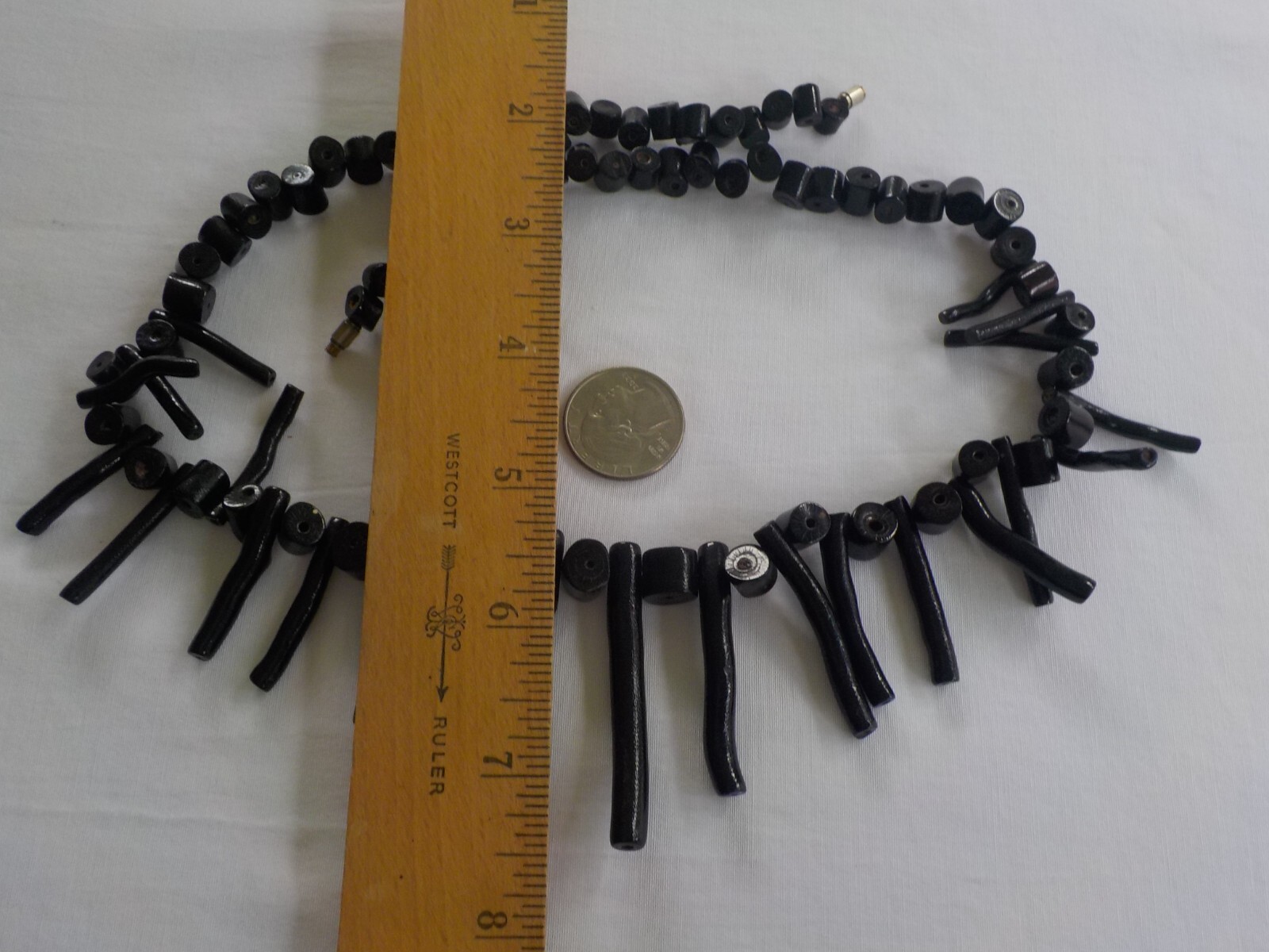 Vintage Black Coral Necklace Barrel Clasp Branch 23″ Long Weighs 44 Grams