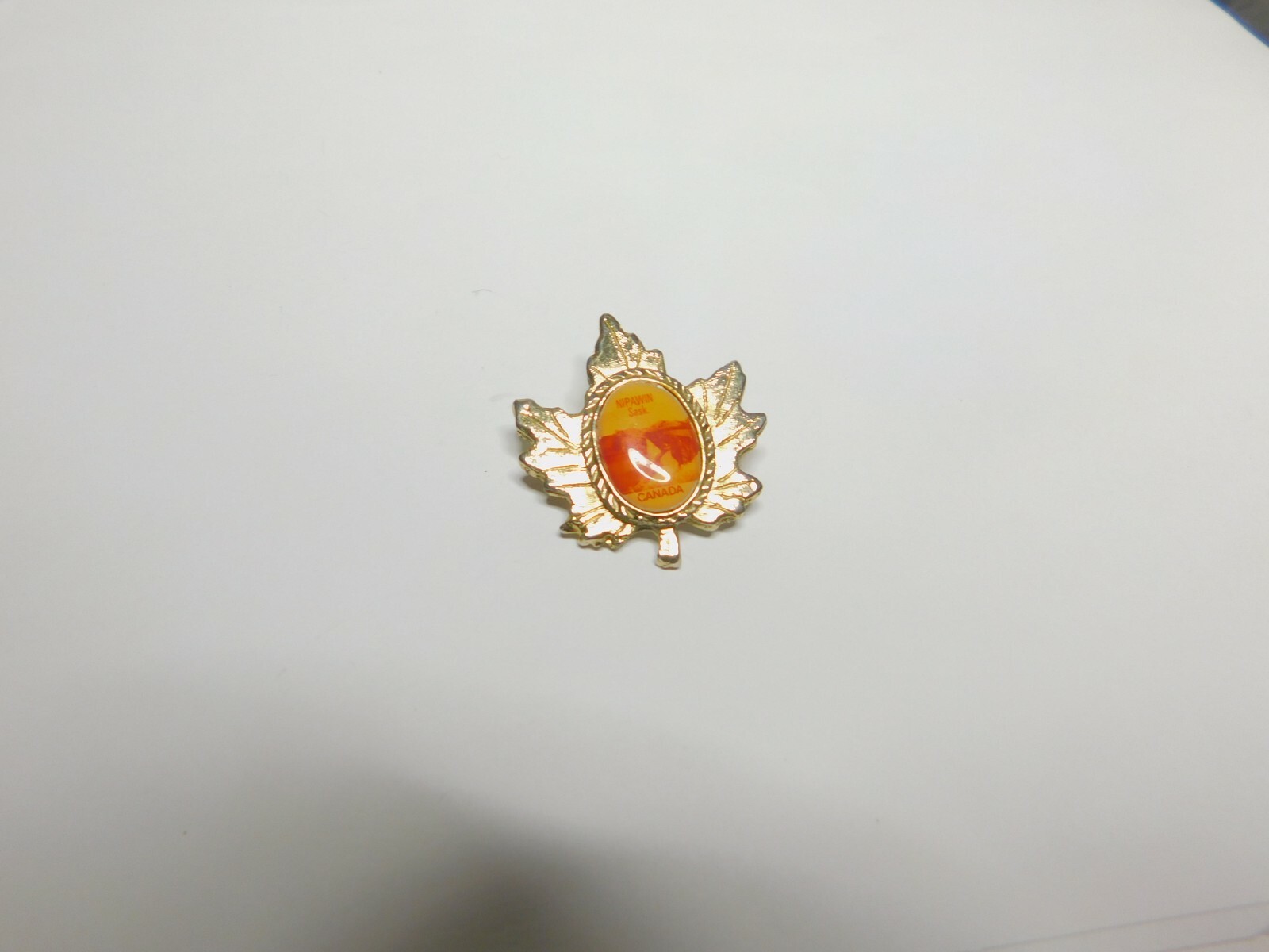 Collectable Nipawin Sask. Canada Maple Leaf Souvenir Brooch Vintage