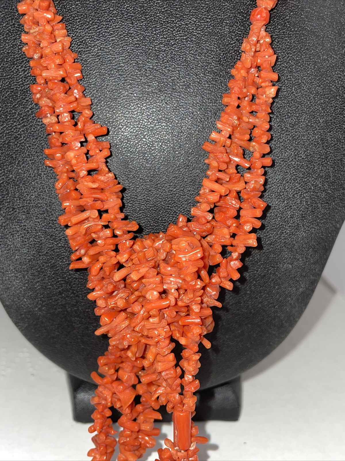 Festoon Antique Wrap Necklace Long Salmon Coral beads Multi Strand