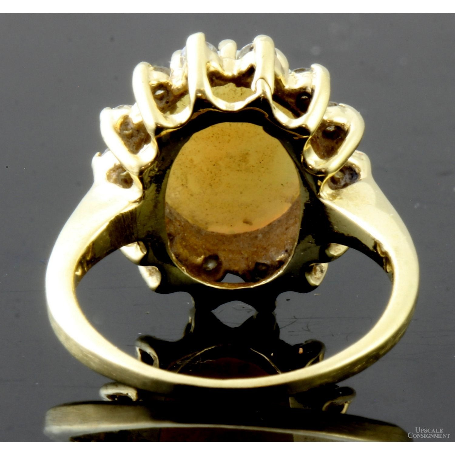 14K 1.36ct Australian Opal & .41ctw Diamond Halo Ring