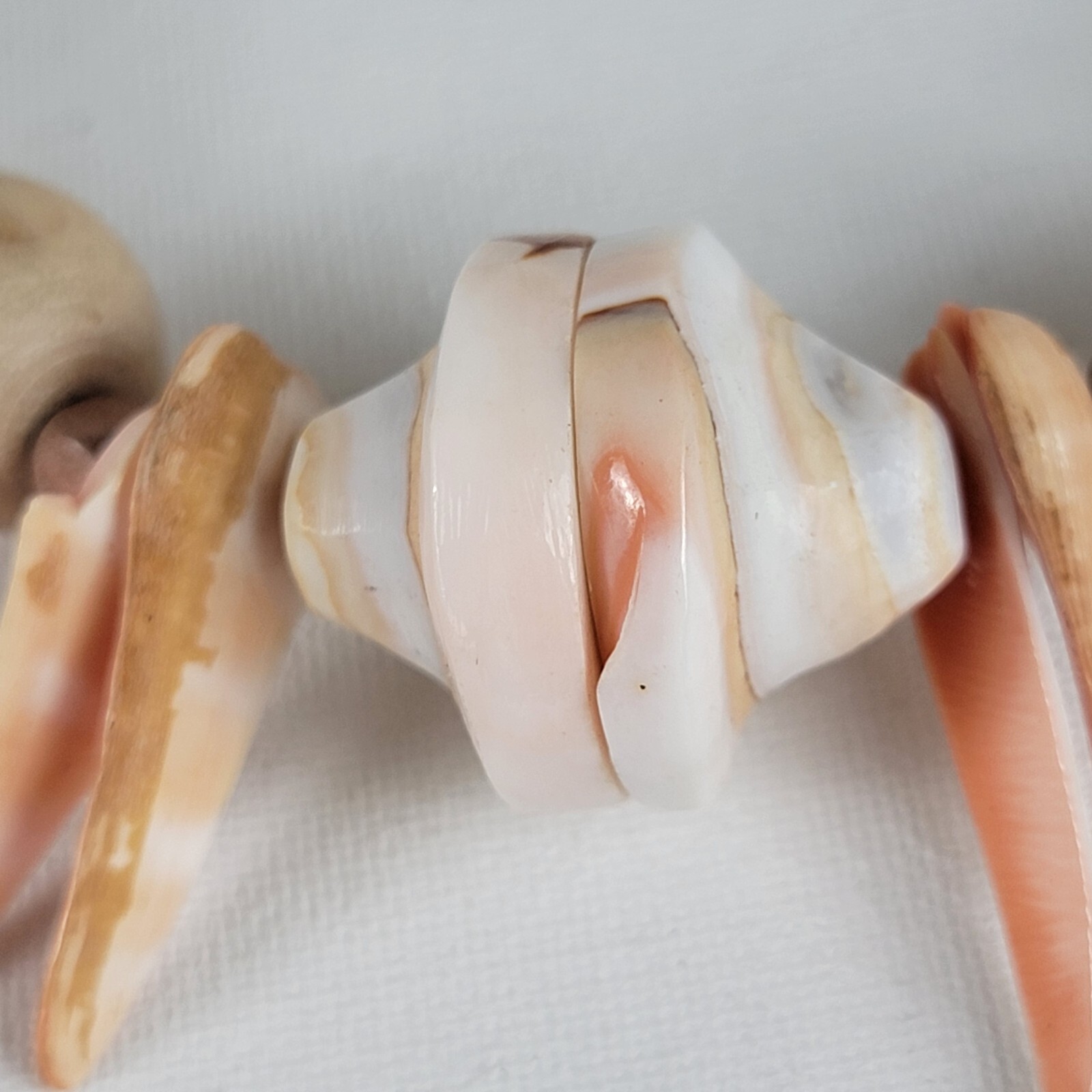 Vtg. Shell And Wood Bededed Necklace Light Pastel Tone Spring Ring Clasp 19″