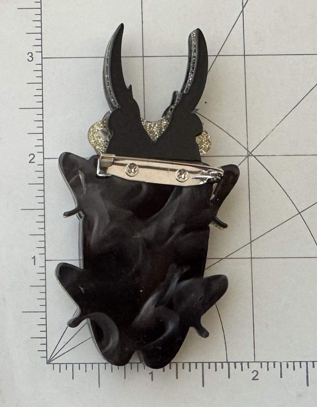 Vintage style large beetle acrylic brooch pin