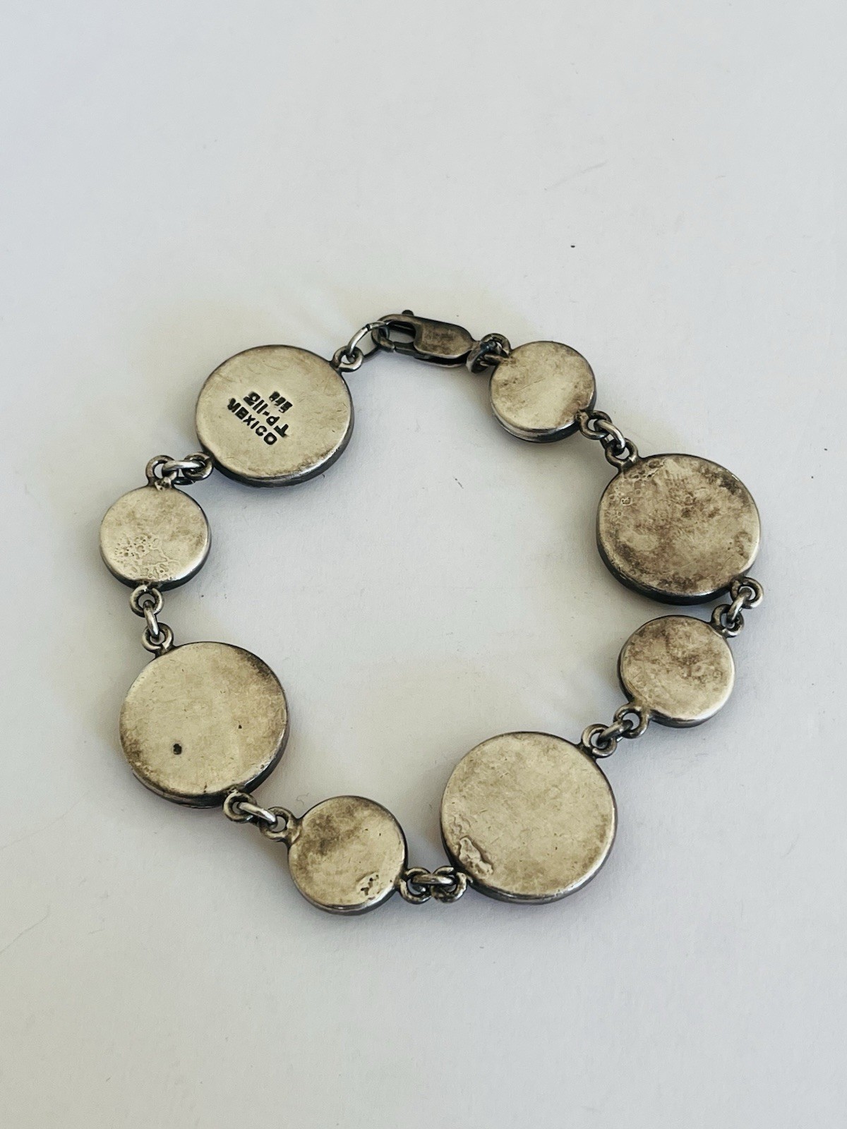 Vintage Sterling Silver Taxco Mexico Mustard Rice Hemp Seed Link Bracelet Rare