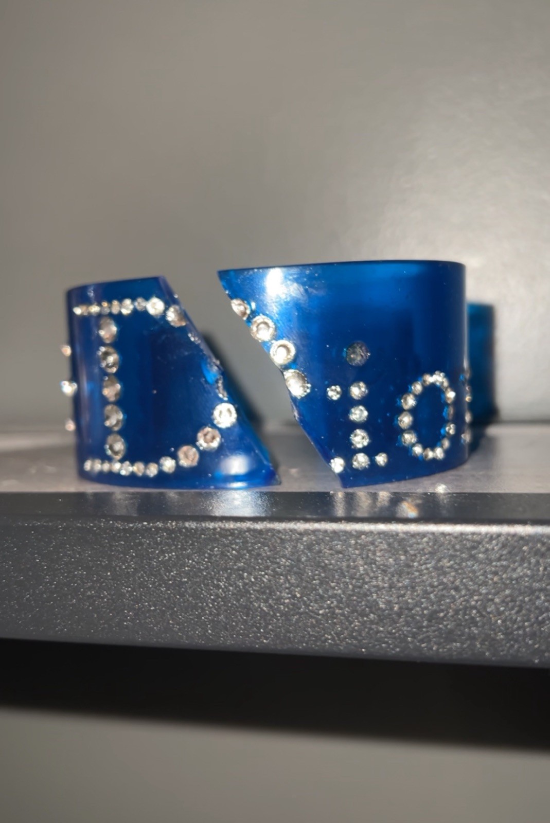 CHRISTIAN DIOR blue Lucite Cuff Bracelet with Rhinestones