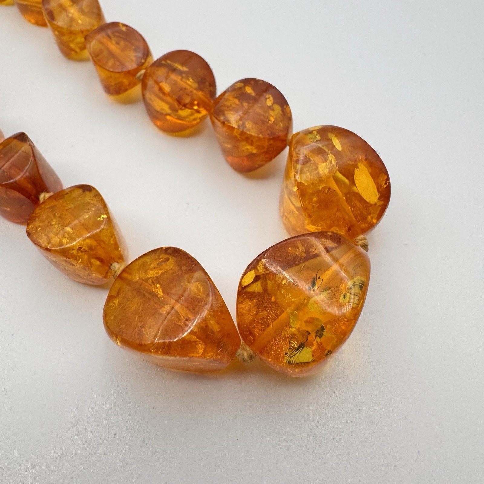 Authentic Honey Baltic Amber Necklace with 14k Solid Gold Clasp~25″