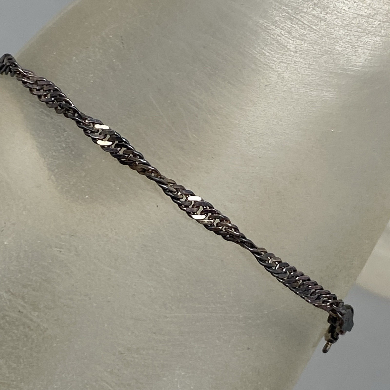 VTG Sterling Silver Twist Chain Bracelet Patina 925 Italy PT Quality 6.75″