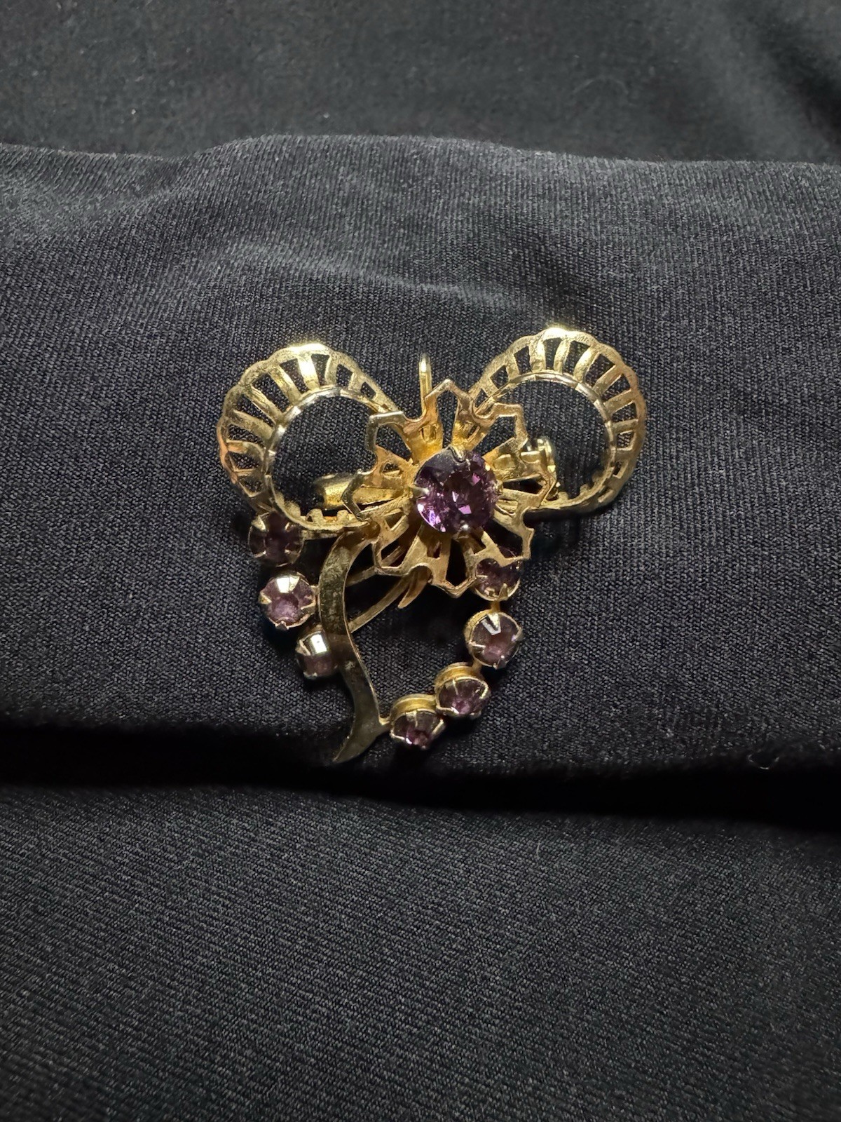 4 Vintage Brooches Gold & Silver Tone w/ Multicolor Stones, Unsigned