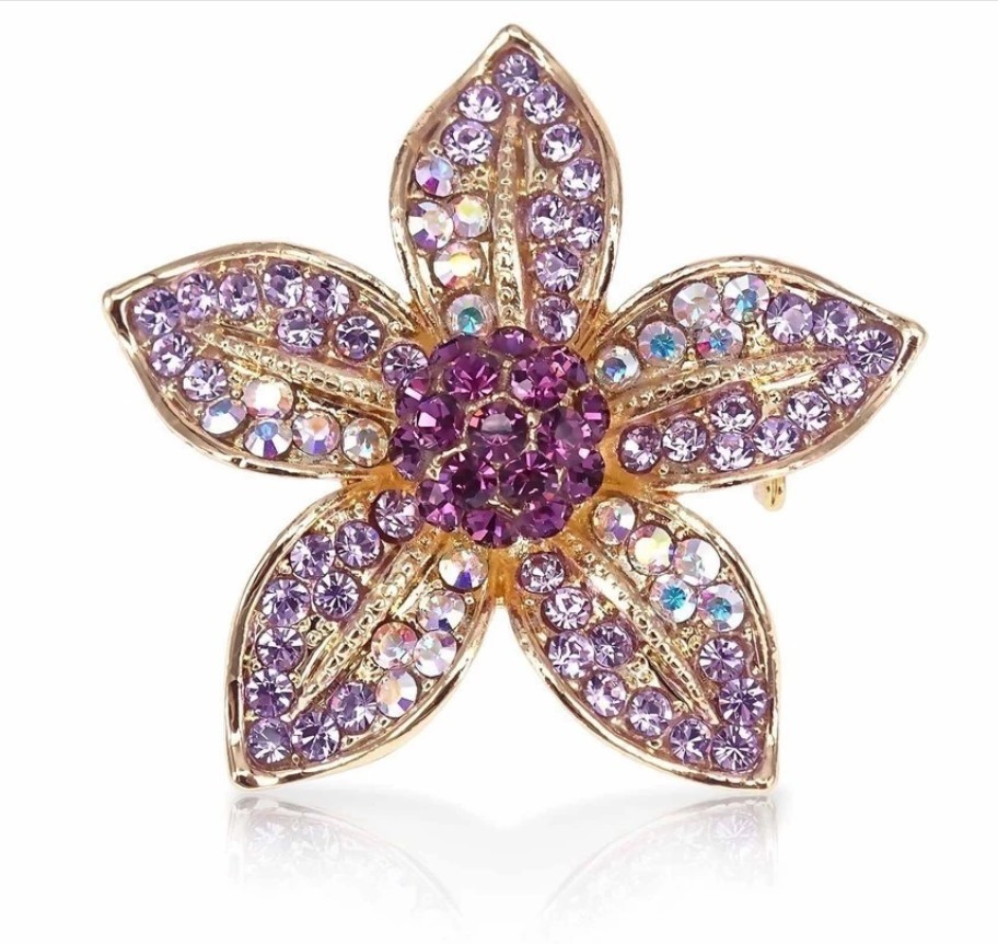 OZEL Starflower Crystal Brooch B288 Elegant Hijab Scarf Blouse Dress Brooch Pin