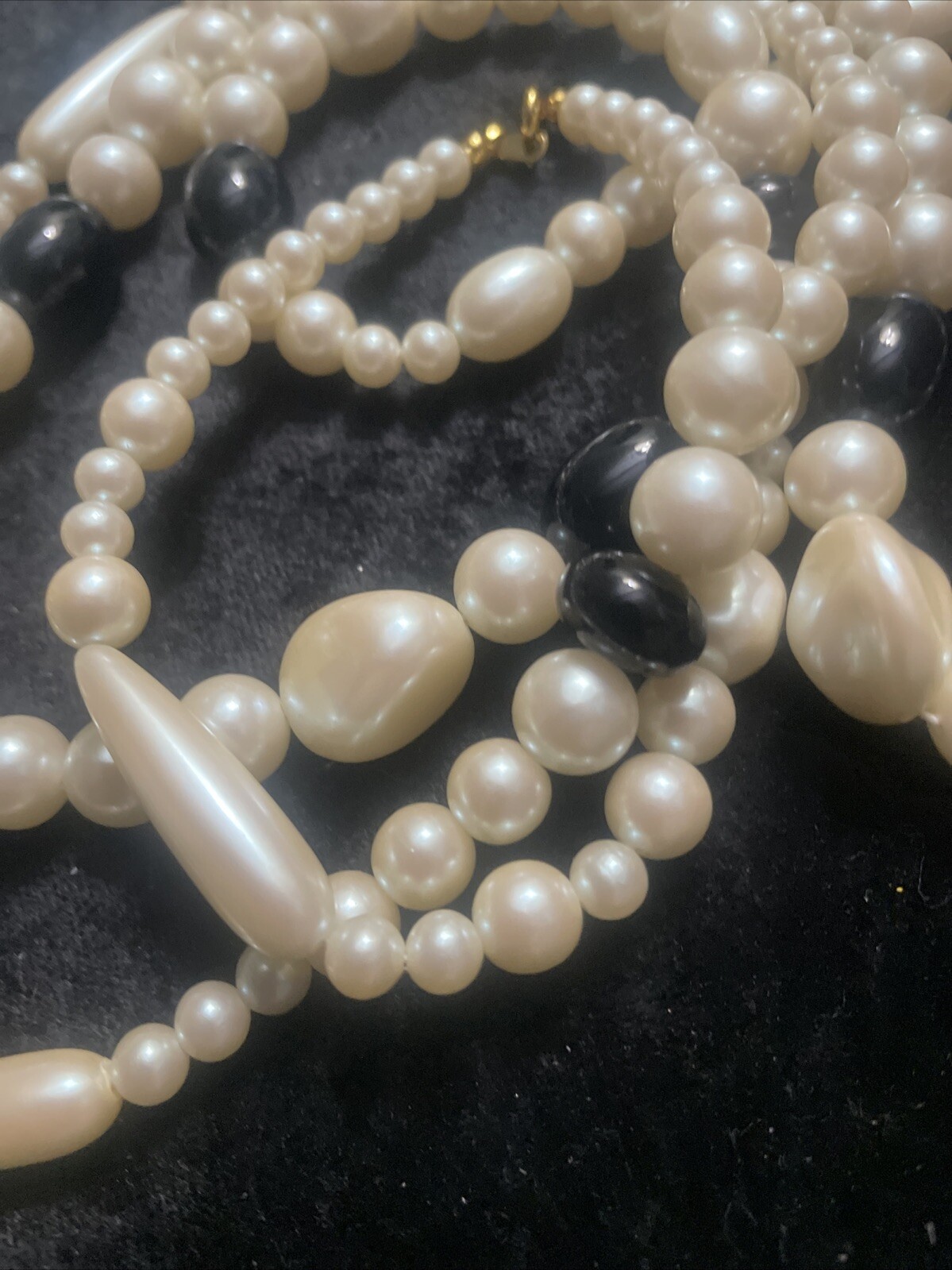 Vintage Different shapes and sizes Faux Pearls Necklace 52 Inch